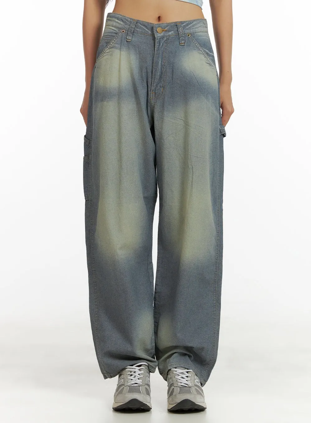 Washed Cotton Wide Leg Denim CU414 sold by Lewkin