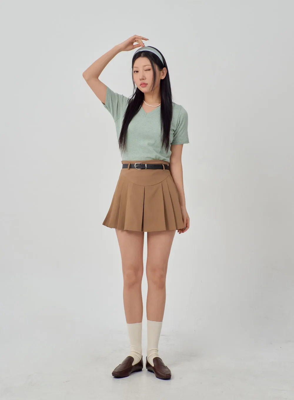 V-Neck Knit Tee IM316 sold by Lewkin product image thumbnail 3