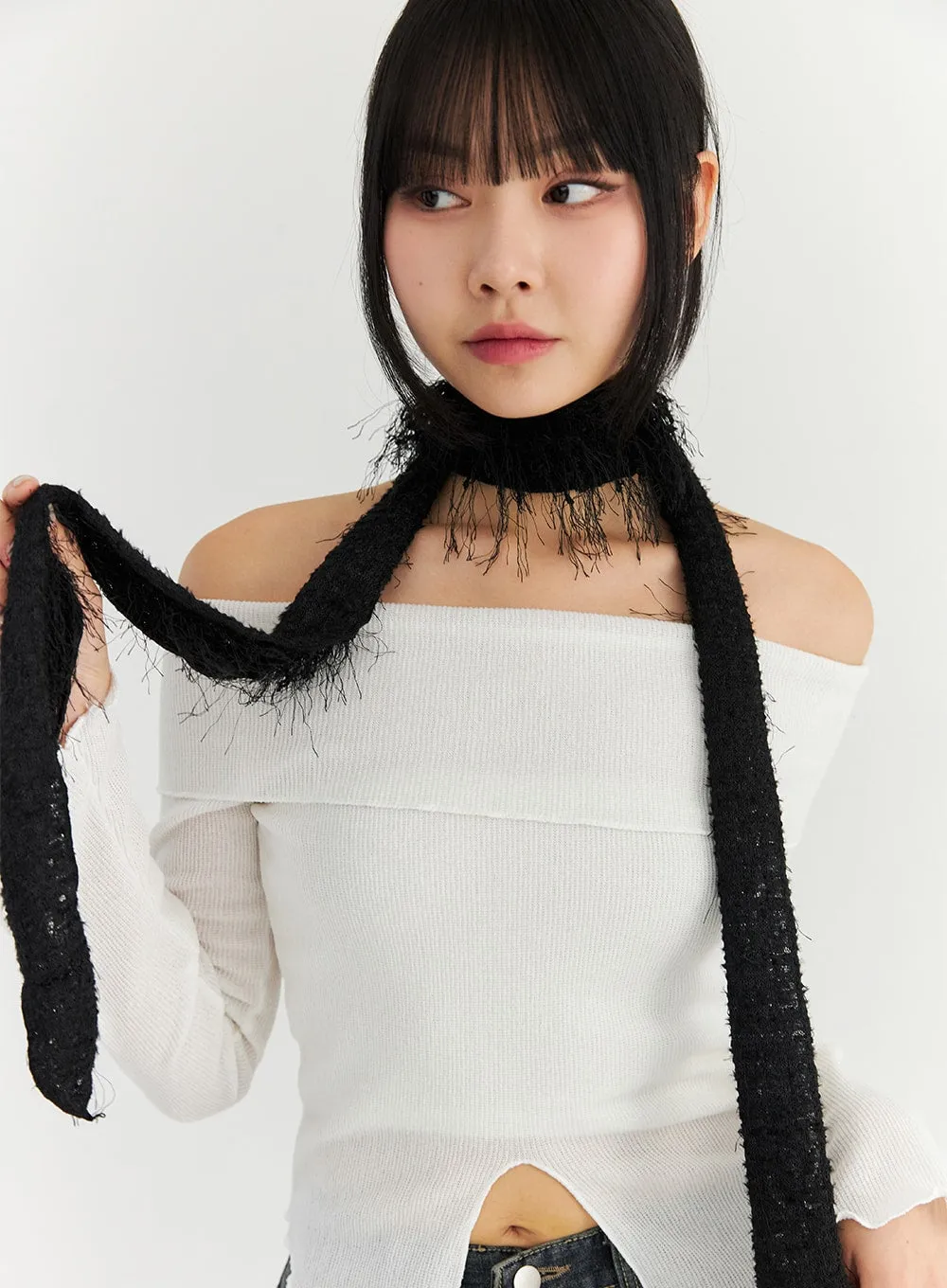 Lace Skinny Scarf CN309 sold by Lewkin