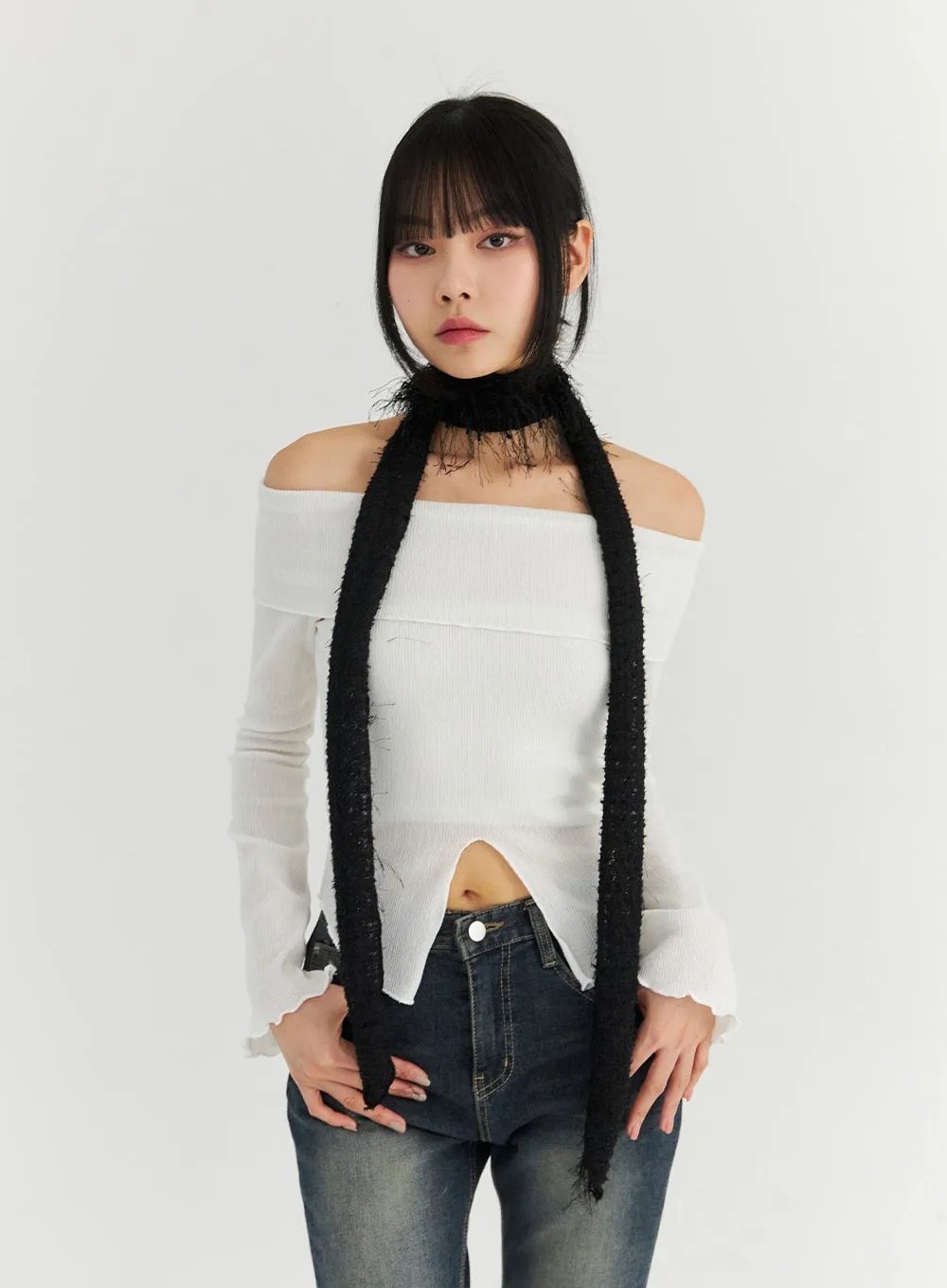 Lace Skinny Scarf CN309 sold by Lewkin product image thumbnail 3