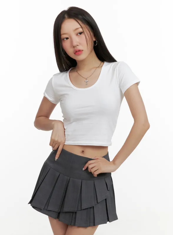 Basic U-Neck Crop Top OU403 sold by Lewkin