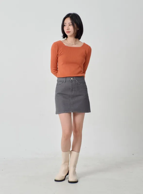 High Waist Cotton Mini Skirt OJ327 sold by Lewkin