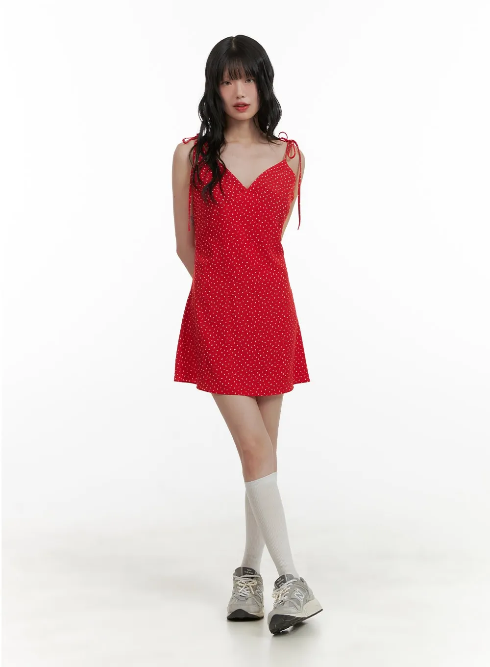 Ribbon Strap Polka Dot Mini Dress CU410 sold by Lewkin product image thumbnail 2