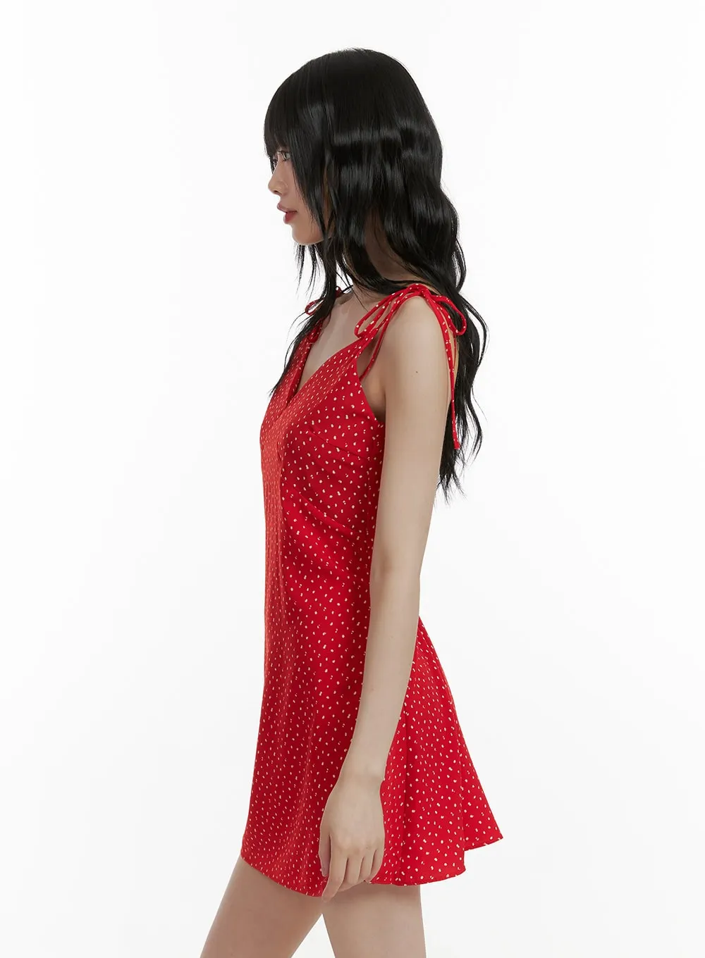 Ribbon Strap Polka Dot Mini Dress CU410 sold by Lewkin product image thumbnail 4