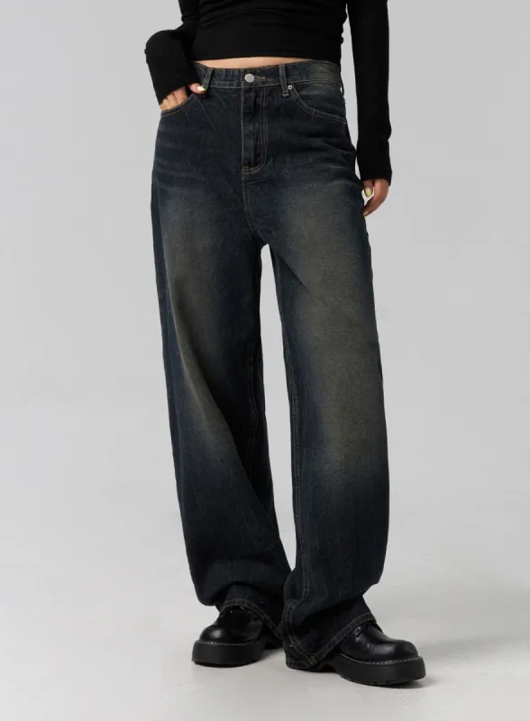 Washed Wide-Leg Jeans CG329 sold by Lewkin
