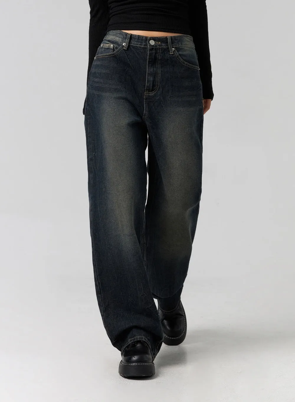 Washed Wide-Leg Jeans CG329 sold by Lewkin product image thumbnail 4