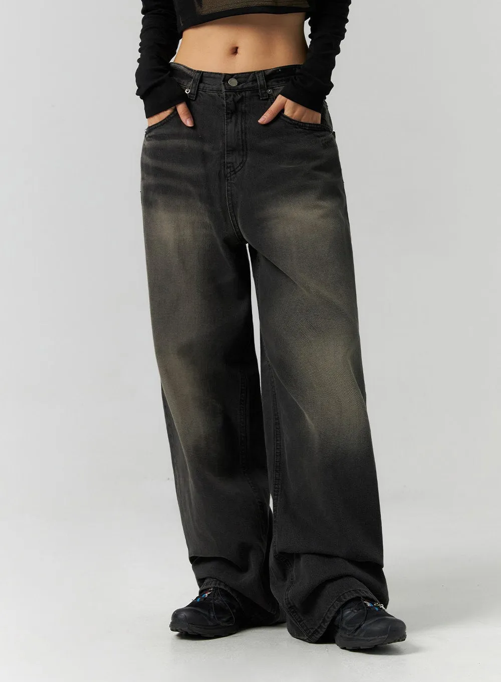 Dark Wash Wide Leg Jeans CS326 sold by Lewkin product image thumbnail 2