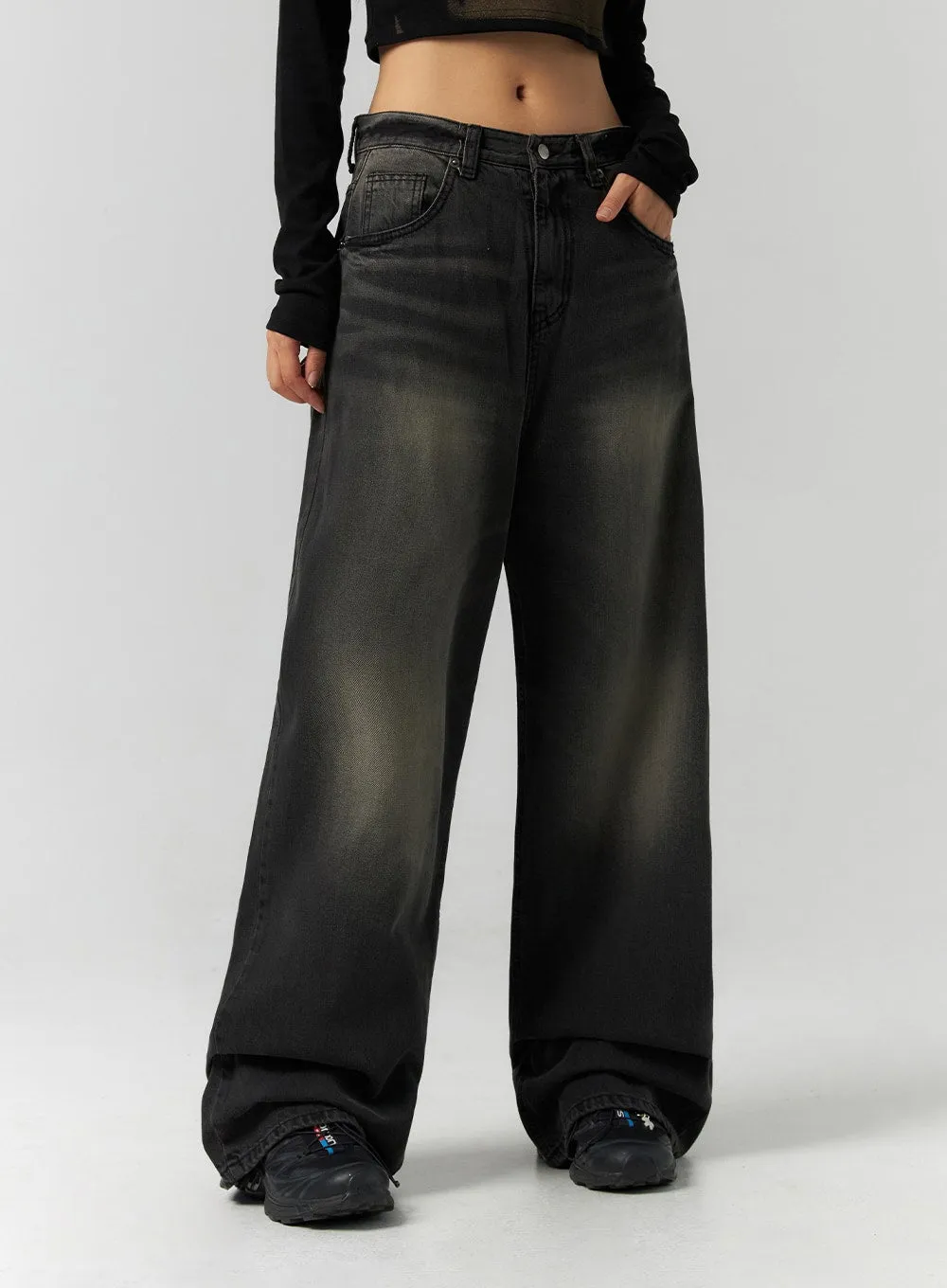 Dark Wash Wide Leg Jeans CS326 sold by Lewkin product image thumbnail 5