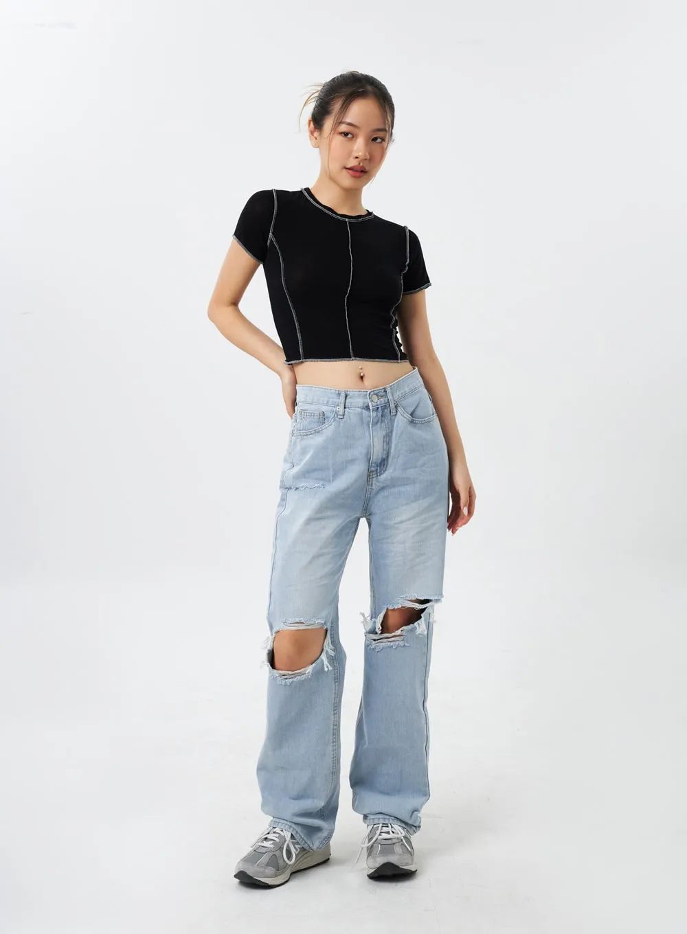 Stitch Cropped Tee CY308 sold by Lewkin product image thumbnail 4