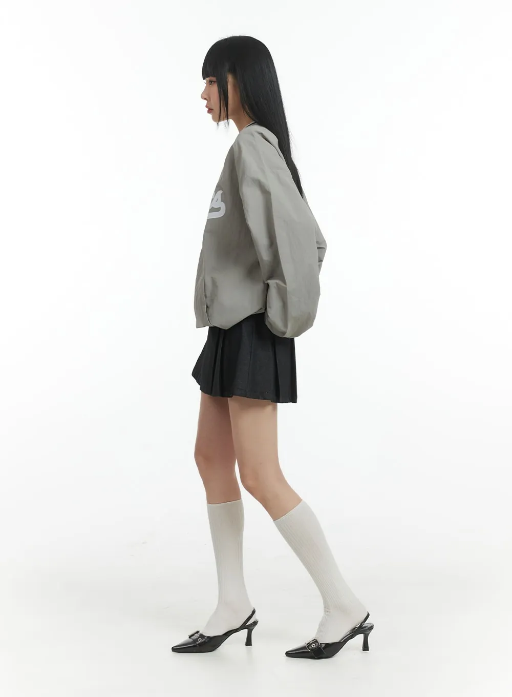 Solid Pleated Denim Mini Skirt IM406 sold by Lewkin product image thumbnail 4