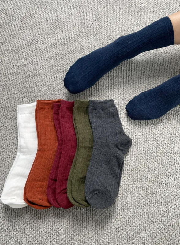 Color Ribbed Knit Socks IY323 sold by Lewkin