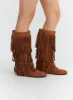 Fringed Faux Leather Boots CO313 sold by Lewkin