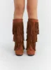 Fringed Faux Leather Boots CO313 sold by Lewkin