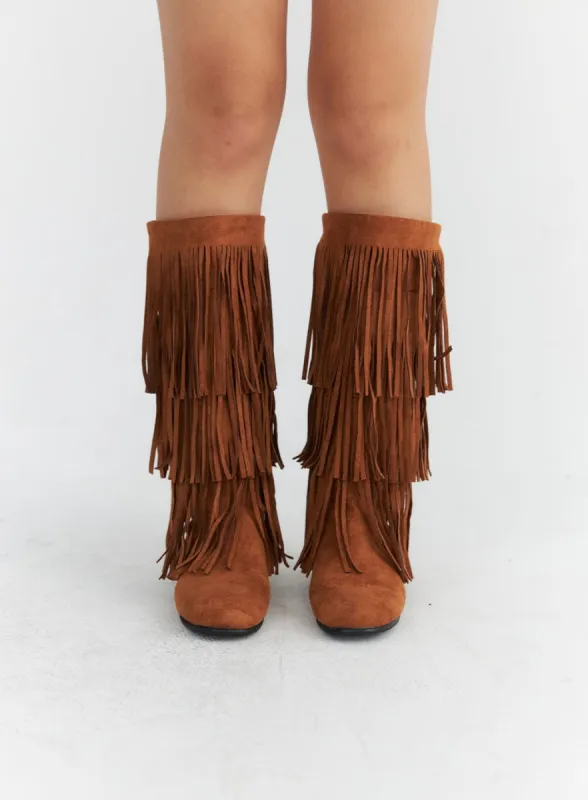 Fringed Faux Leather Boots CO313 sold by Lewkin