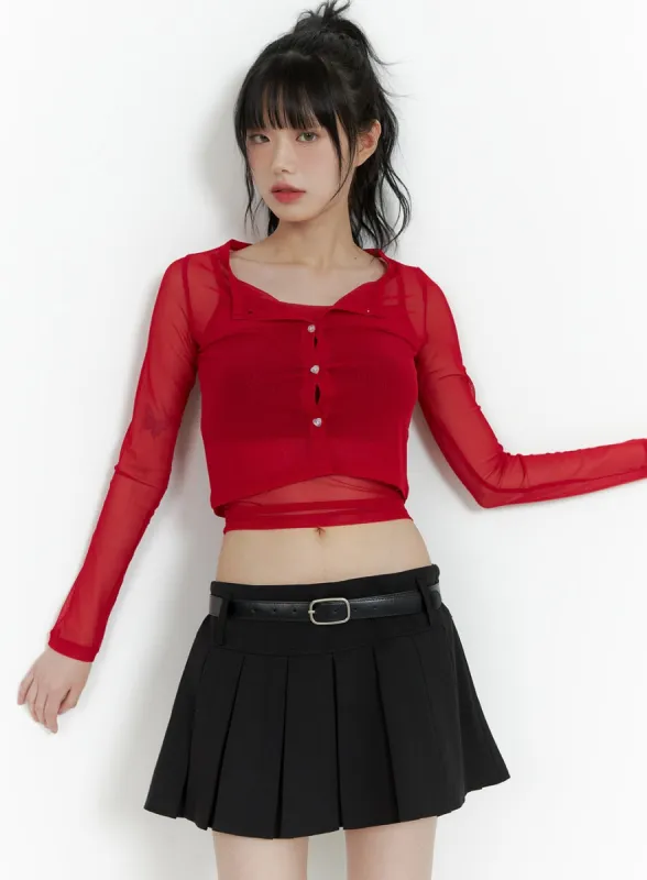 Sheer Buttoned Top and Cardigan CU413 sold by Lewkin
