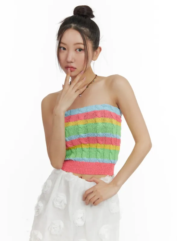 Stripe Knit Tube Top OM428 sold by Lewkin