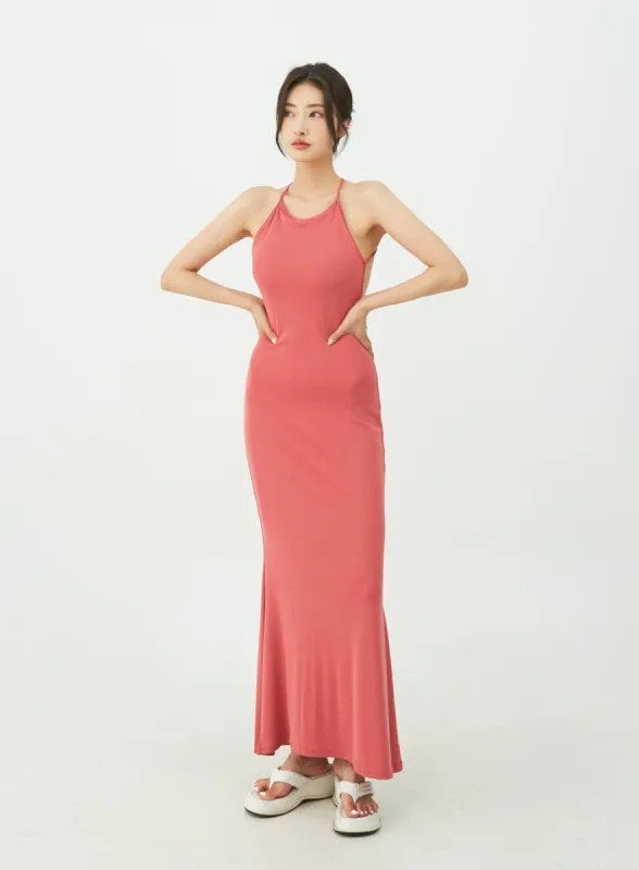 Open Back Cross Strap Maxi Dress IU11 sold by Lewkin