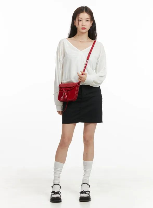 Solid Cotton Bliss Mini Skirt OY421 sold by Lewkin