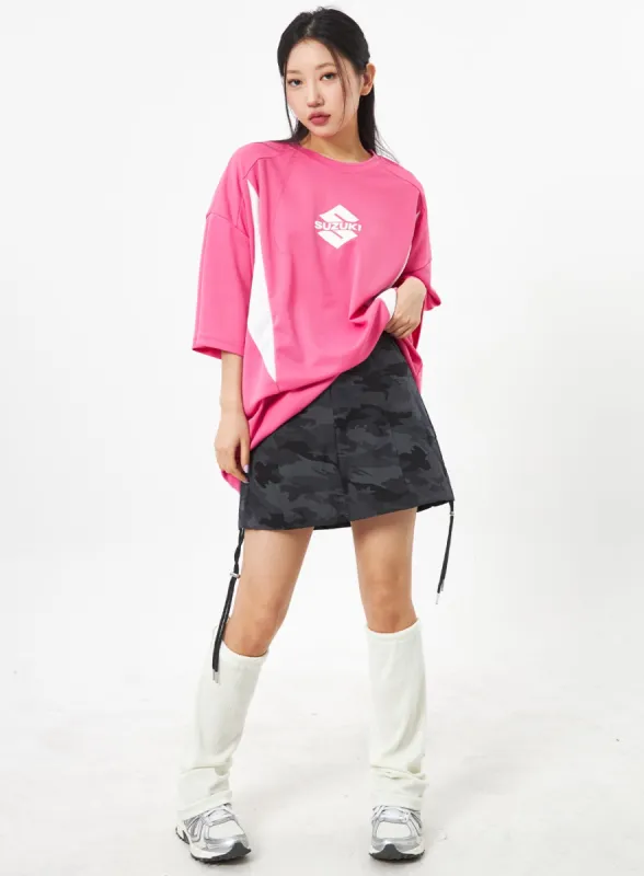 Military Print Mini Skirt CA307 sold by Lewkin