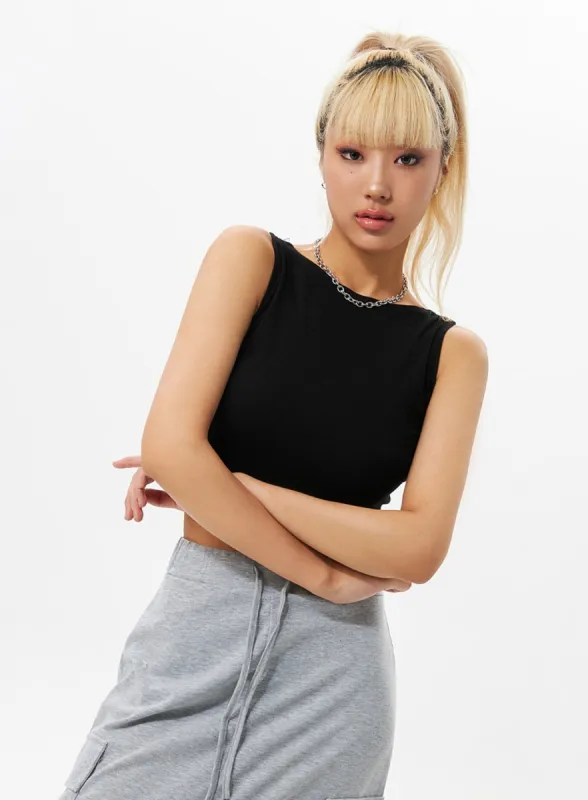 Basic Sleeveless Crop Top IO326 sold by Lewkin