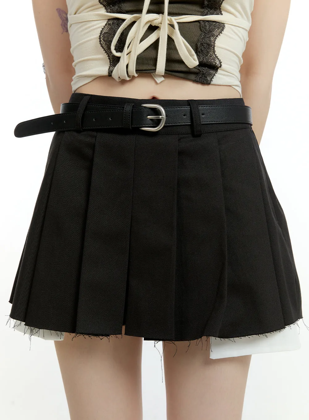 Belted Pleated Mini Skirt CL426 sold by Lewkin product image thumbnail 3