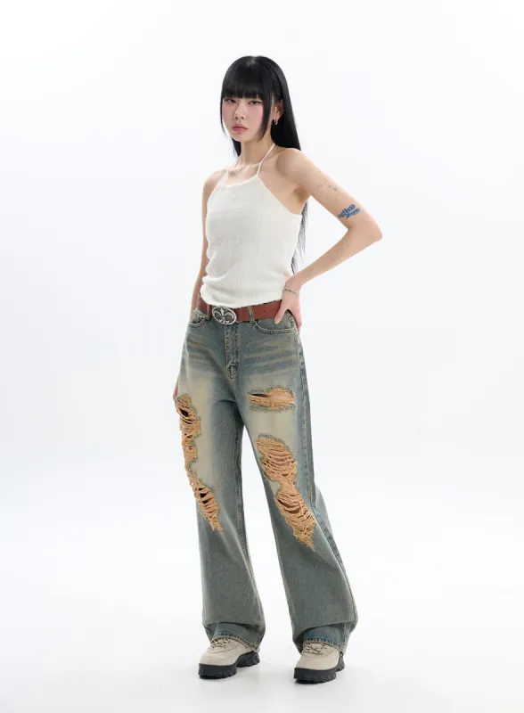 Vintage Ripped Baggy Jeans IF413 sold by Lewkin