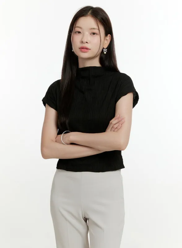 Mock Neck Textured Top OL423 sold by Lewkin