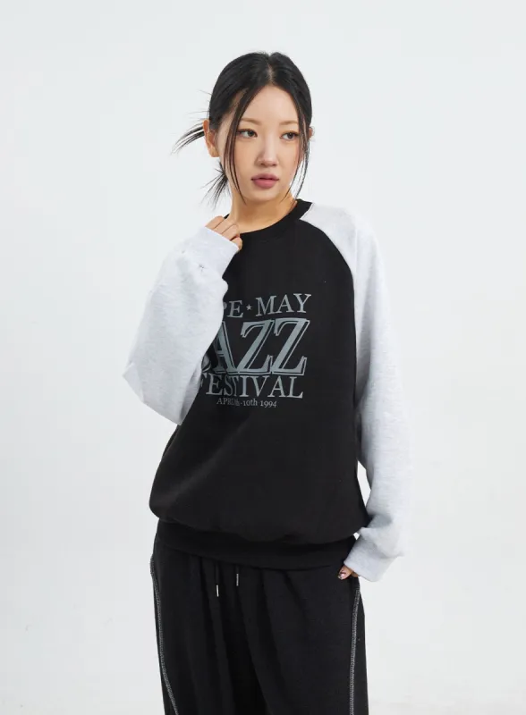 Graphic Two Color Oversized Sweatshirt CJ317 sold by Lewkin