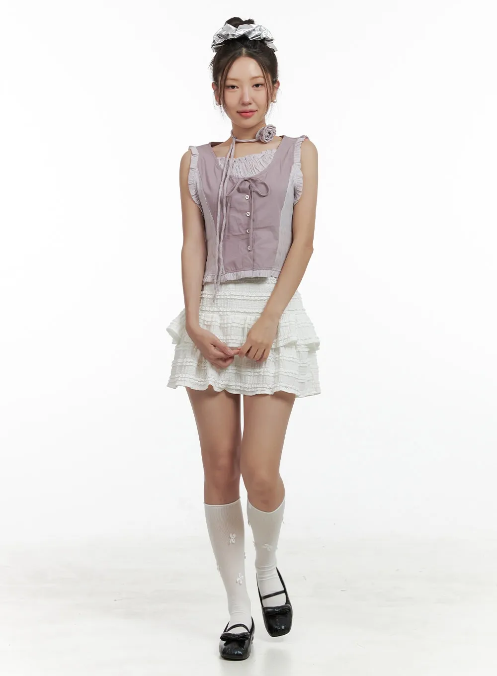 Ribboned Frill Sleeveless Top OL402 sold by Lewkin product image thumbnail 2