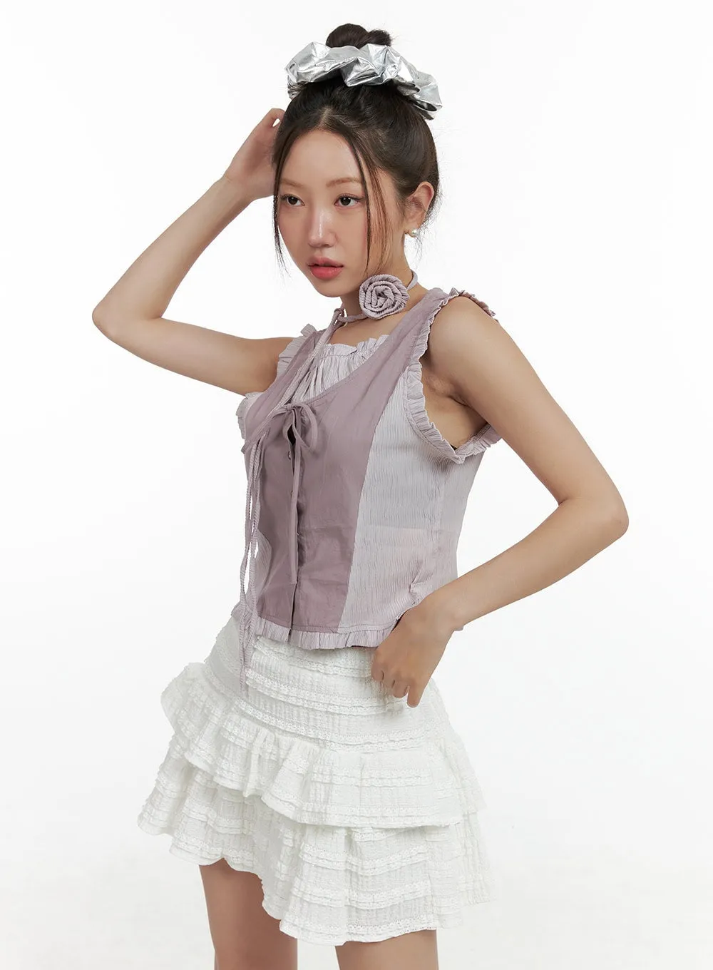 Ribboned Frill Sleeveless Top OL402 sold by Lewkin product image thumbnail 4