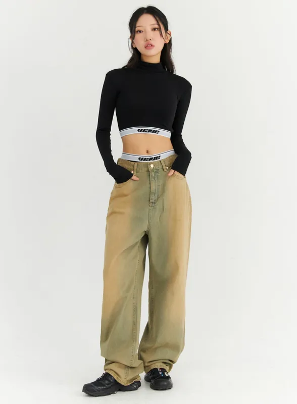 Wide Washed Jeans CN303 sold by Lewkin