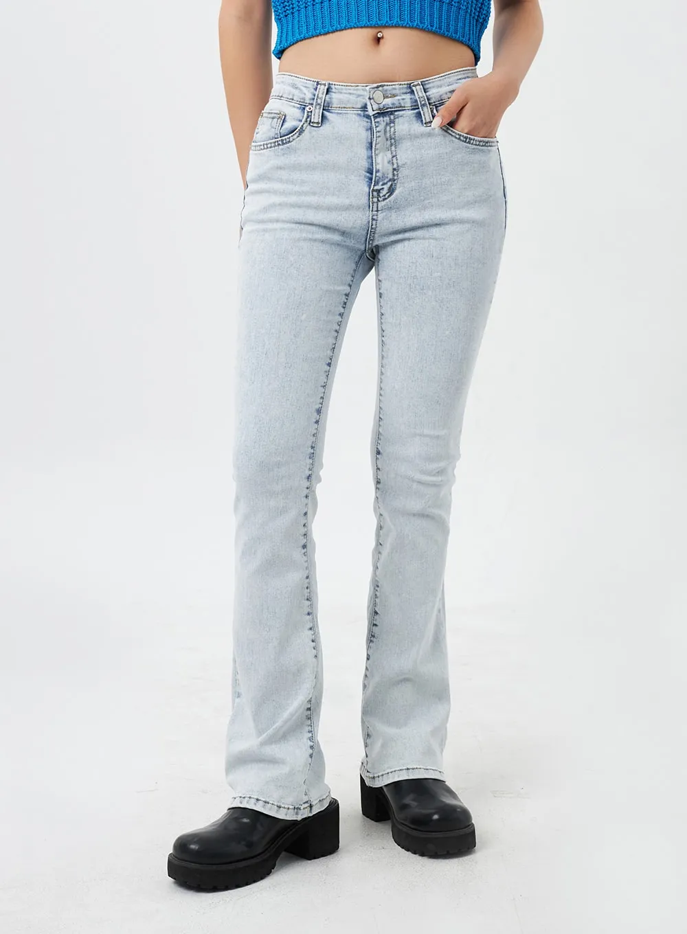 Light Wash Bootcut Jeans CY308 sold by Lewkin product image thumbnail 2