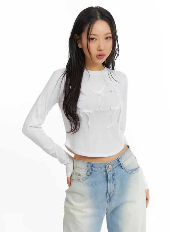 Solid Bowknot Long Sleeve Top CJ425 sold by Lewkin
