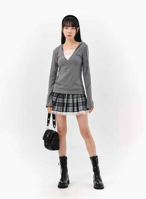 Checkered Pleated Mini Skirt IS321 sold by Lewkin