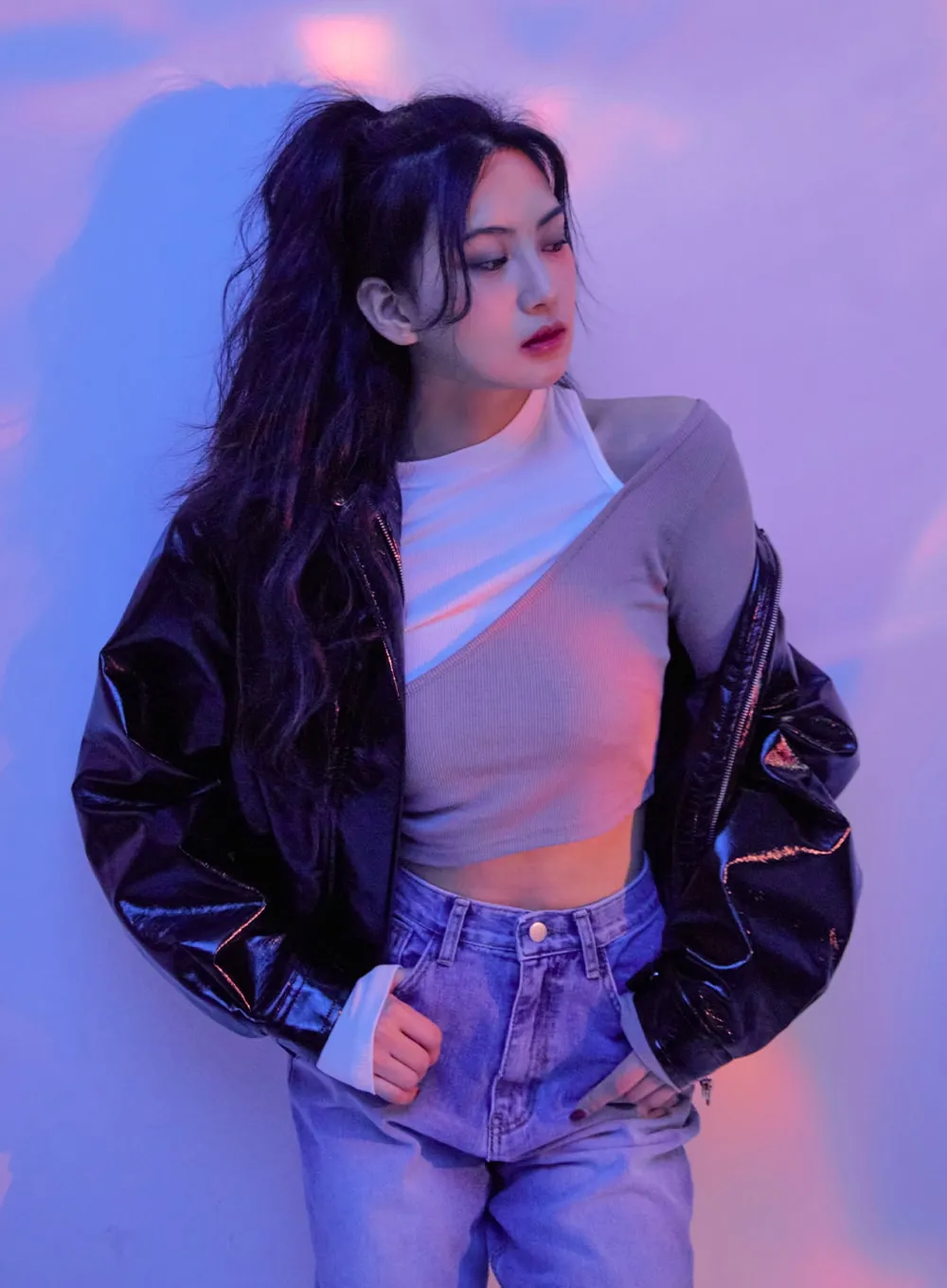 Loose Fit Glossy Bomber Jacket CG10 sold by Lewkin product image thumbnail 4