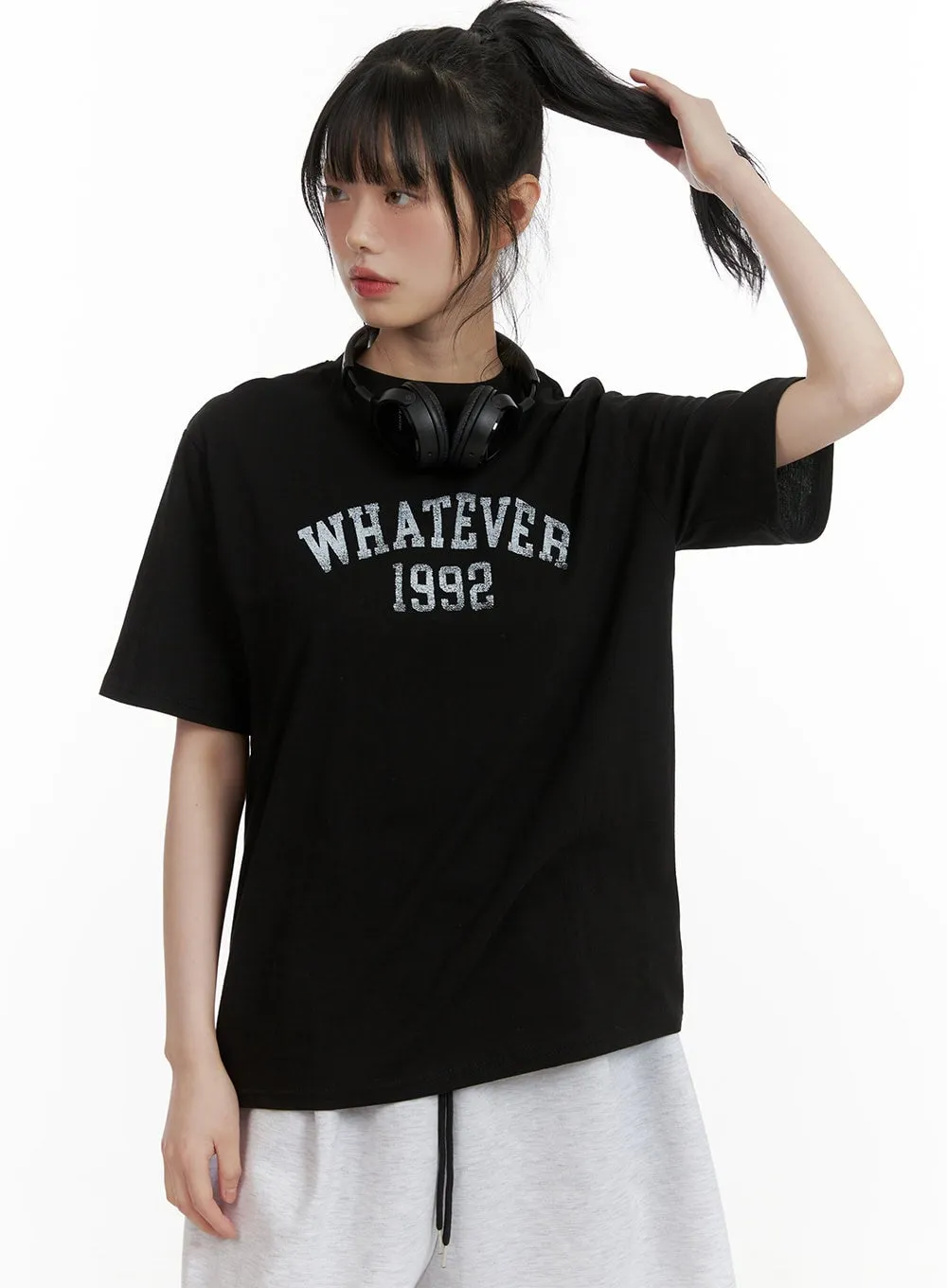 Oversized Lettering T-Shirt CU413 sold by Lewkin