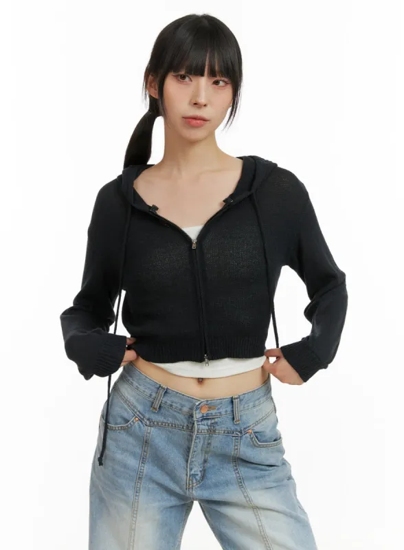 Summer Zip-Up Hooded Crop Top CU424 sold by Lewkin