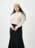 Plus Simple Round Ruffle Neck Long Sleeve T-Shirt IO06 sold by Lewkin