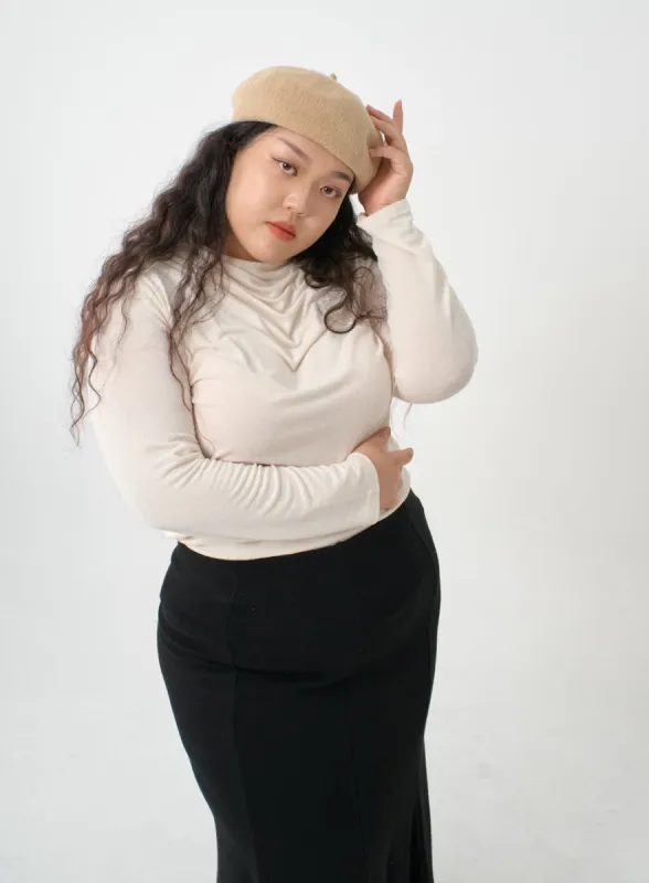 Plus Simple Round Ruffle Neck Long Sleeve T-Shirt IO06 sold by Lewkin