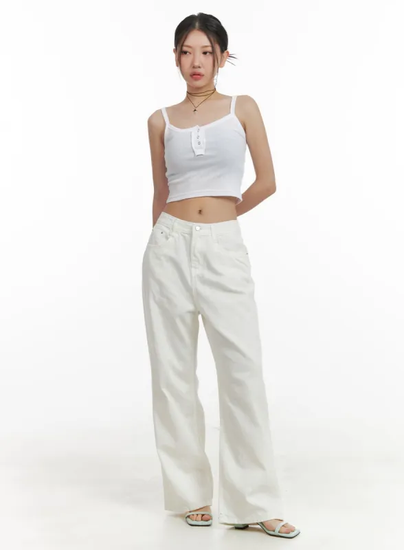 Classic Loose Fit Cotton Straight Pants OA416 sold by Lewkin