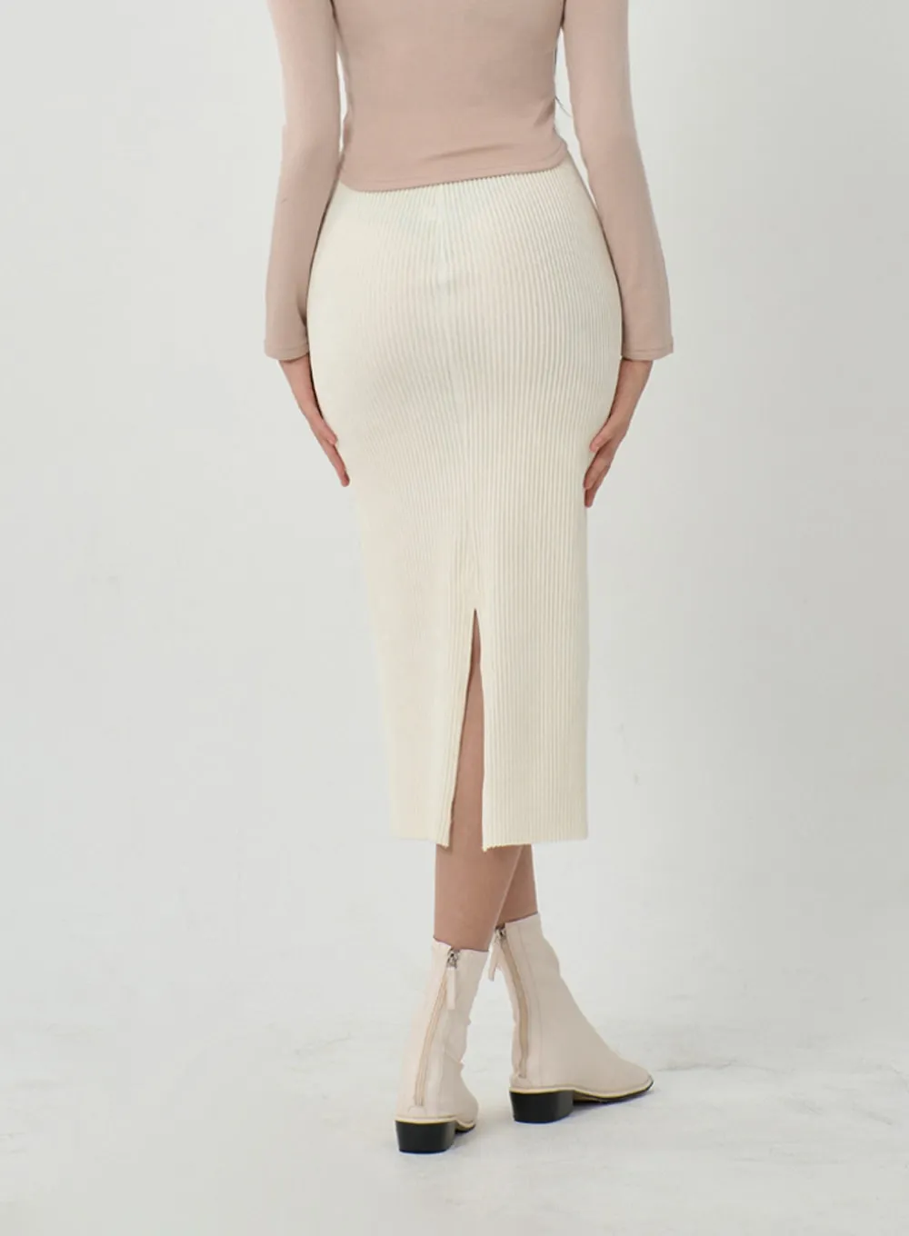Back Slit Ribbed knit Maxi Skirt ID22 sold by Lewkin product image thumbnail 3