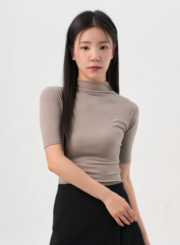 Short-Sleeve Mock Neck Tee OG328 sold by Lewkin