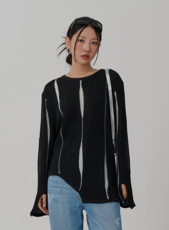 Stripes Two Color Knit CN01 sold by Lewkin