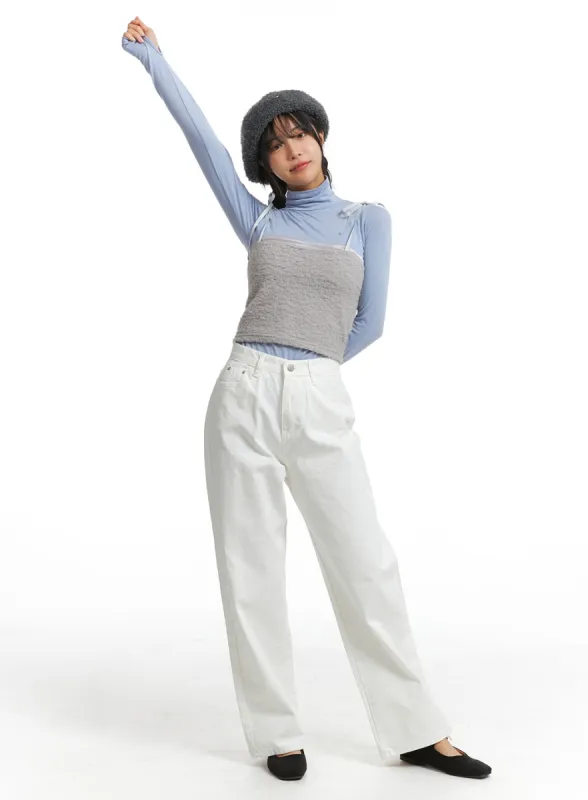 Denim High Waist Wide Leg Jeans OJ302 sold by Lewkin