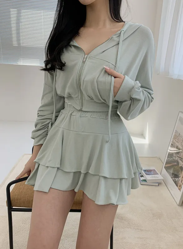 Pleated Mini Skirt with Elastic Waist IM12 sold by Lewkin