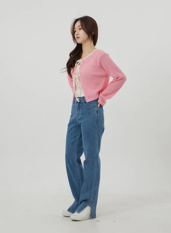 Side Slit Wide Leg Jeans OJ325 sold by Lewkin