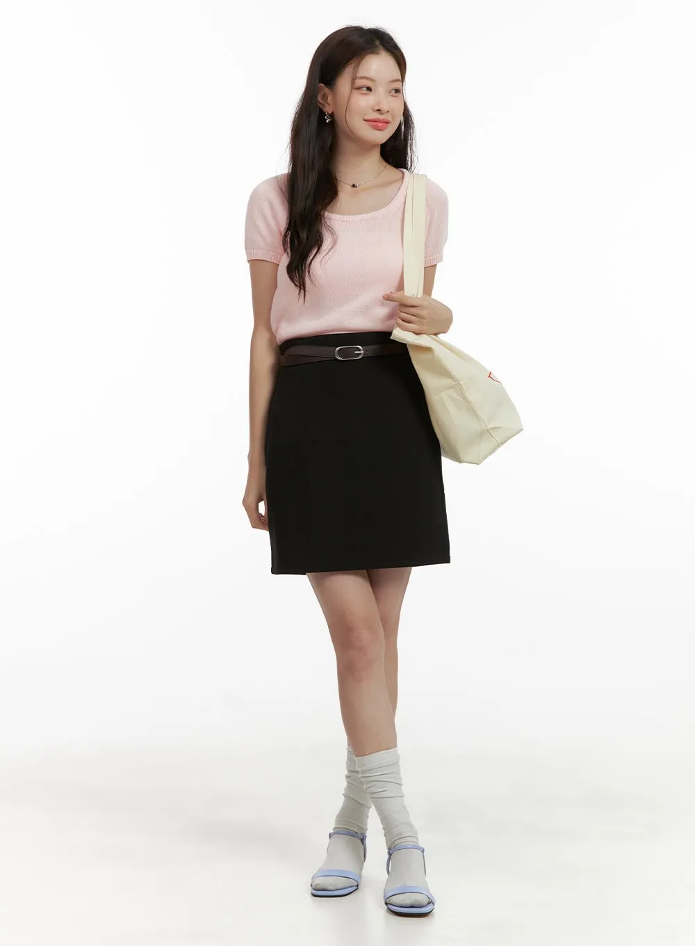 Basic High Waist Mini Skirt OU411 sold by Lewkin