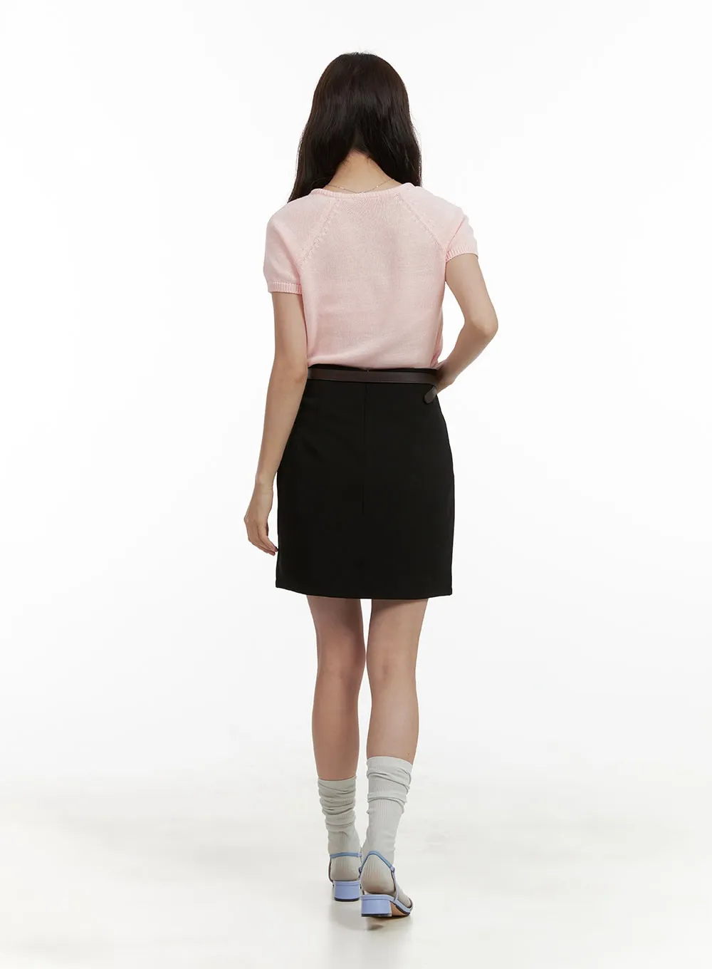 Basic High Waist Mini Skirt OU411 sold by Lewkin product image thumbnail 5