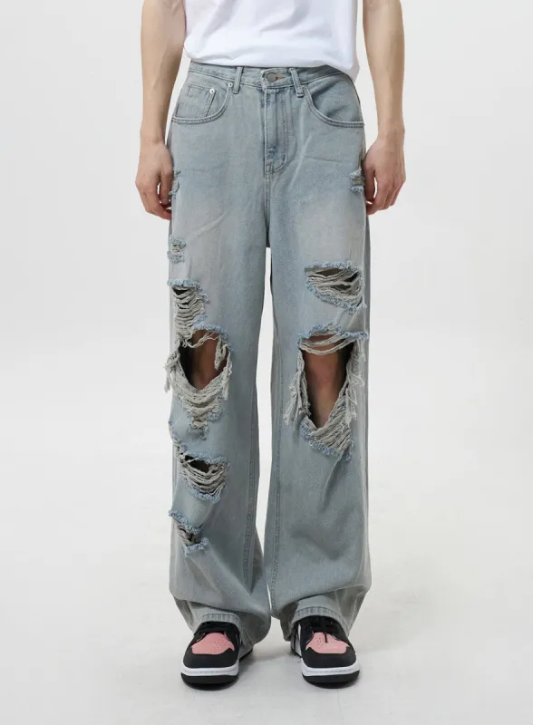 Ripped Baggy Jeans CY319 sold by Lewkin