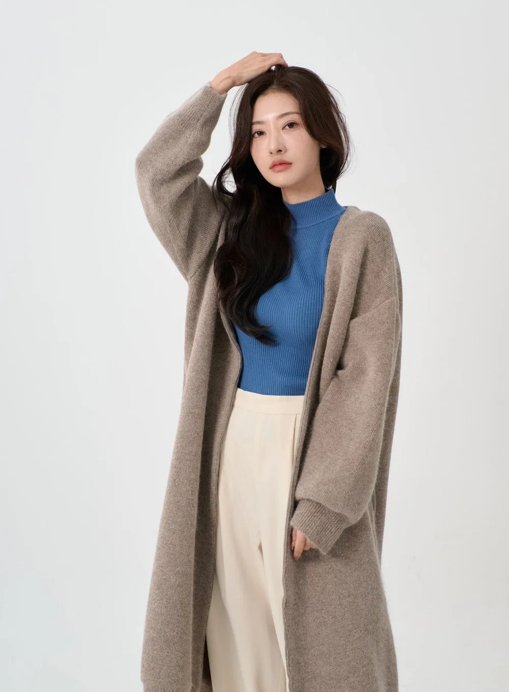 Angora V-Neck No Button Long Cardigan IO12 sold by Lewkin product image thumbnail 3